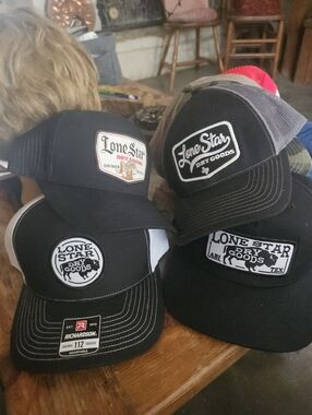 Lot Of 4 LONE STAR DRY GOODS Black Baseball Trucker Hat Caps Shiner Beer